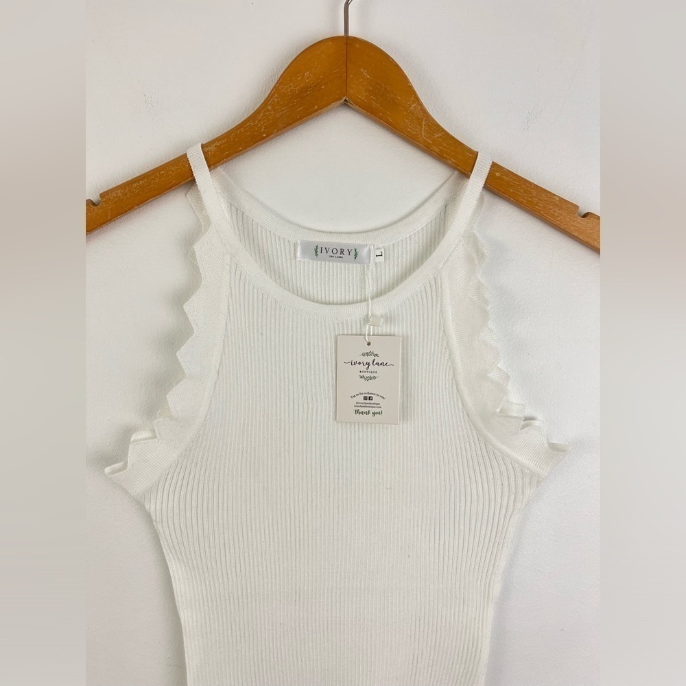 * NEW * IVORY THE LABEL White ribbed knit tank top * Size XL * - Picture 5 of 12